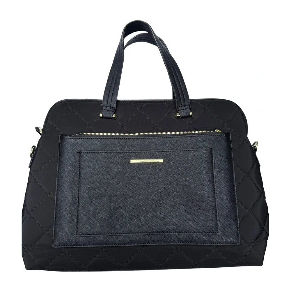 Steve Madden Laptop Bag‎ Women Large Black Quilted Work Travel Professional Bag